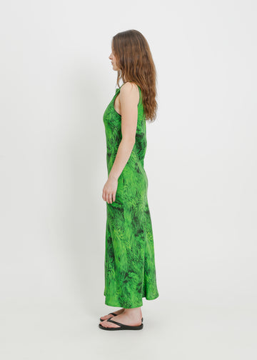 ROCHELLE DRESS / GREEN FUR