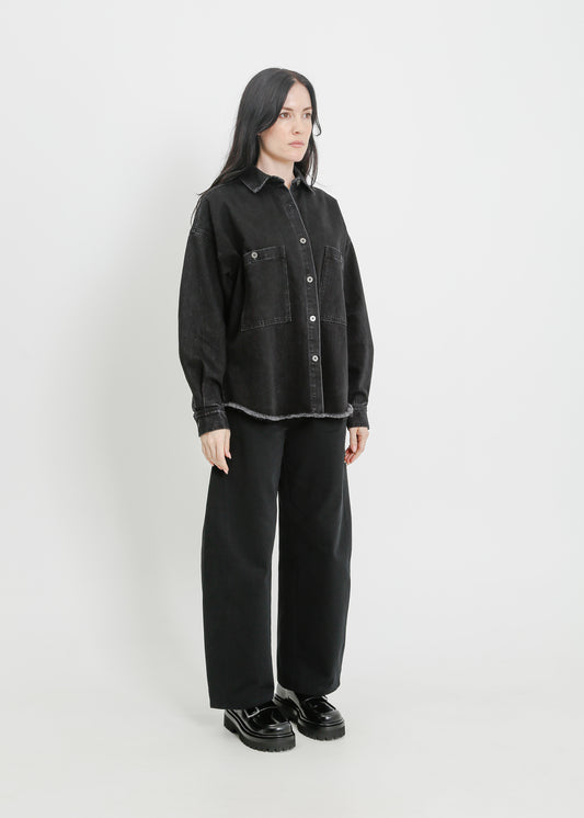 ENNIS DENIM OVERSHIRT / BLACK