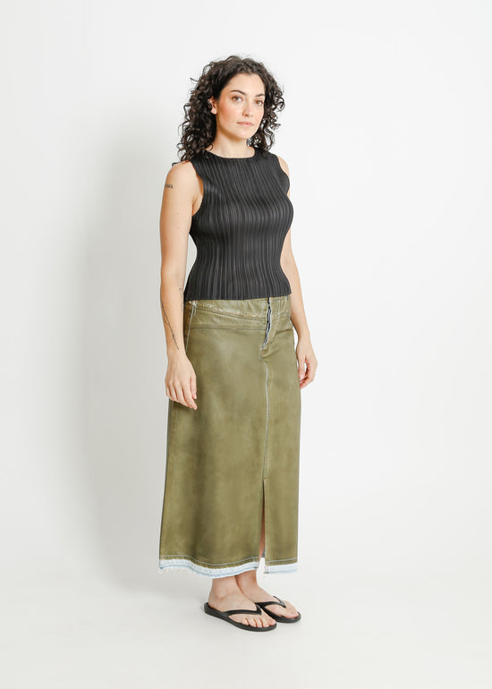 INDIO DENIM SKIRT / KHAKI