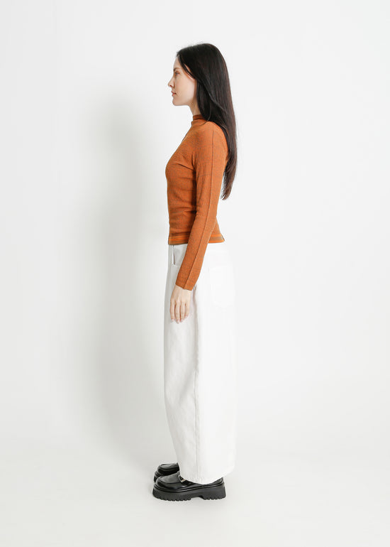 SANA KNIT / KHAKI-TANGERINE