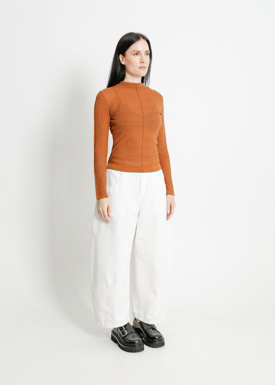 SANA KNIT / KHAKI-TANGERINE