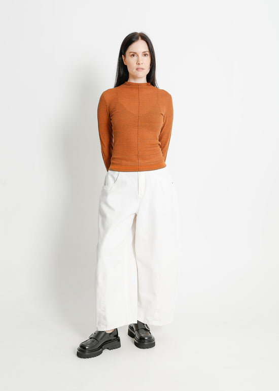 SANA KNIT / KHAKI-TANGERINE