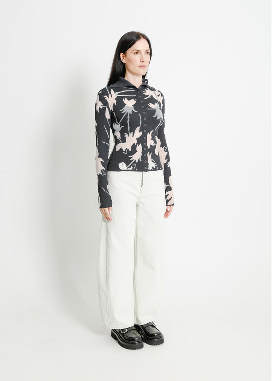 SEDONA KNIT CARDI / CHARCOAL-WHITE