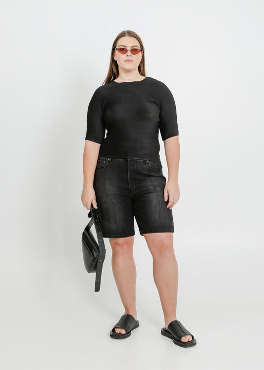 CARSON DENIM SHORT / BLACK