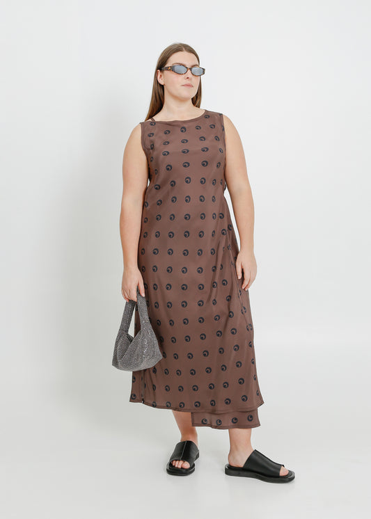 LAYNE DRESS / MOCHA-BLACK