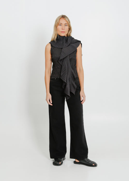 PLEAT SCARF / BLACK