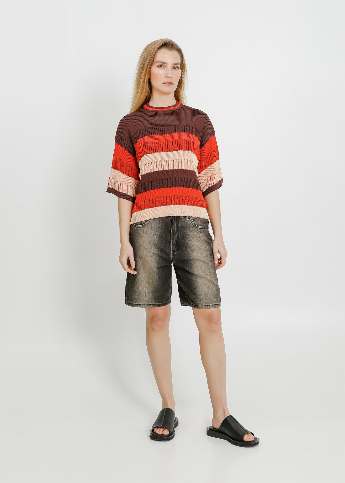 MERRICK KNIT TEE / POPPY-CHOCOLATE-LEMONADE