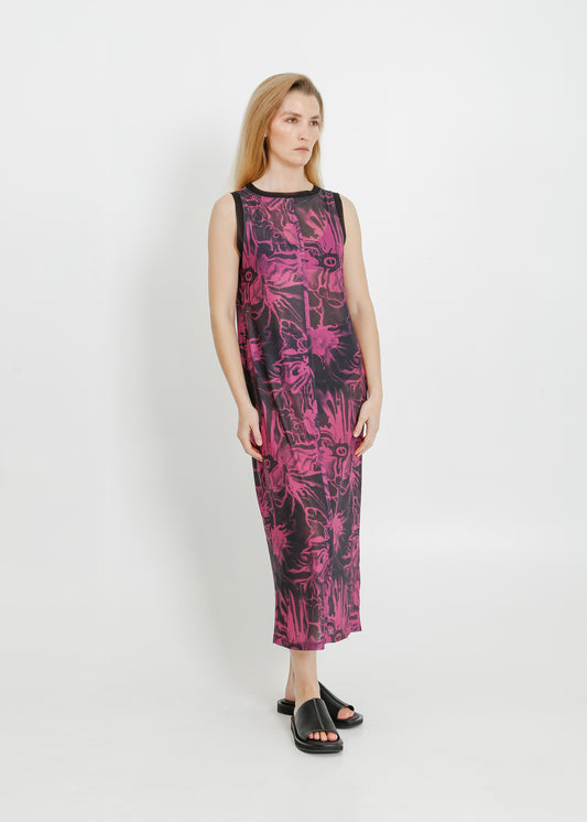 PALMER TANK DRESS / MAGENTA-BLACK