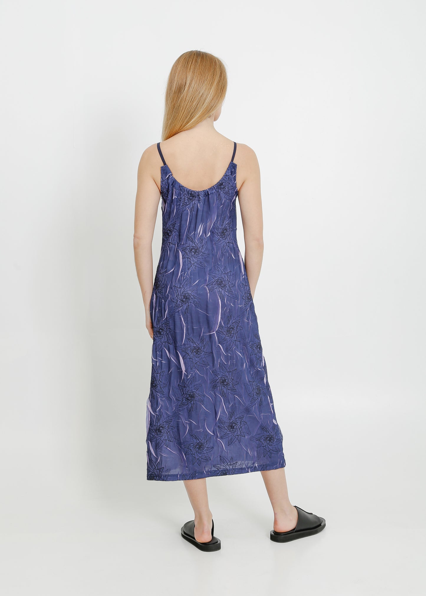 LOWEN PLEAT DRESS / NAVY-MAUVE