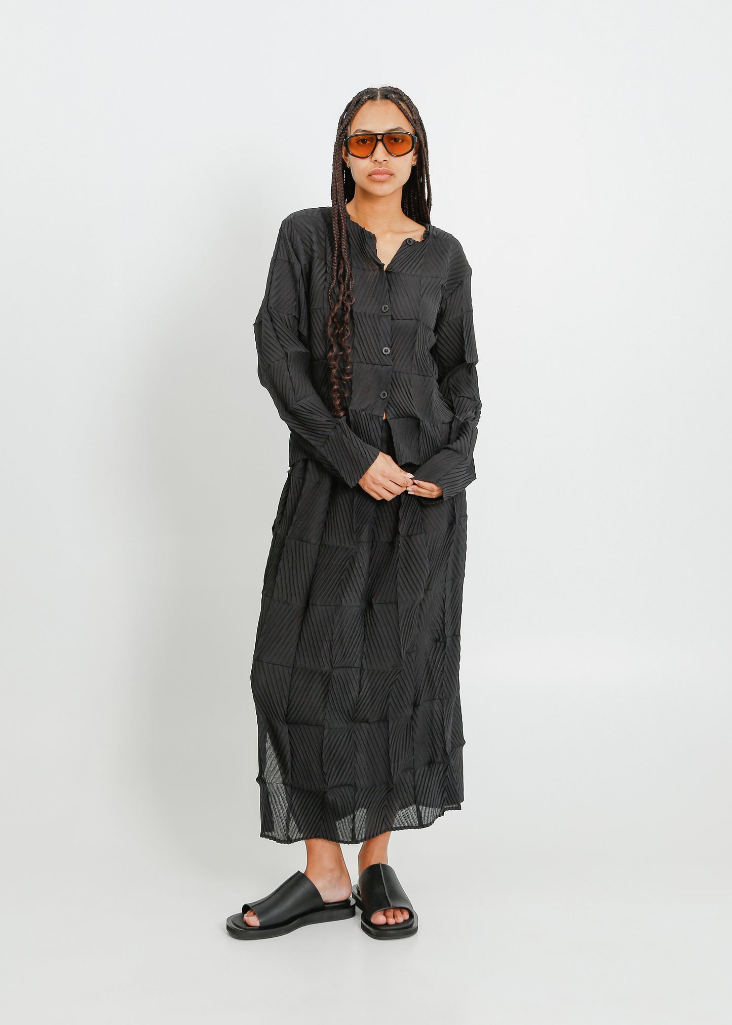 IRA PLEAT CARDI / BLACK