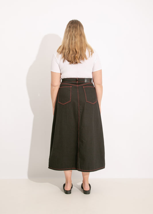 S24 | DEMI SKIRT / BLACK-ORANGE