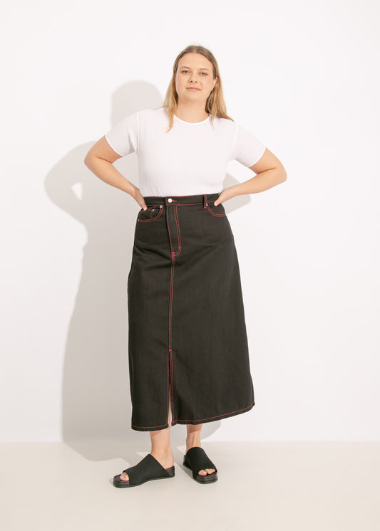 S24 | DEMI SKIRT / BLACK-ORANGE