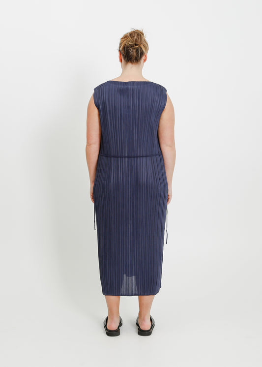 REAH PLEAT DRESS  / NAVY