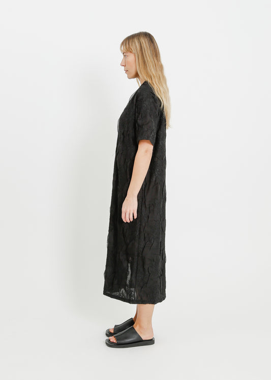 STORY PLEAT TEE DRESS / ONYX