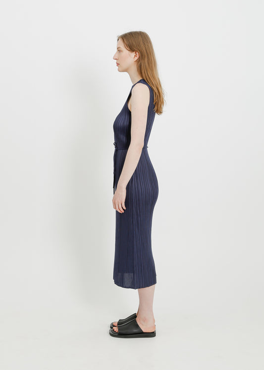 REAH PLEAT DRESS  / NAVY