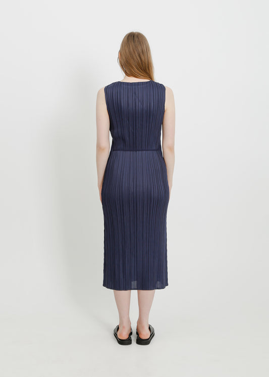 REAH PLEAT DRESS  / NAVY