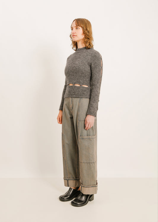 W24 | ELSIE KNIT TOP / CHARCOAL