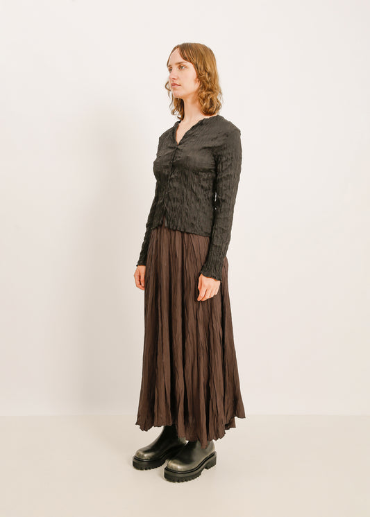 TANNER PLEAT CARDIGAN / BLACK