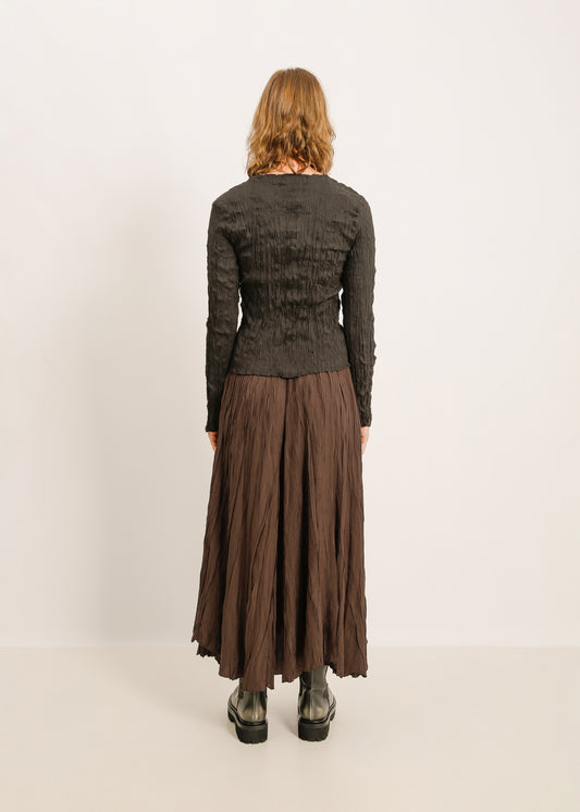 TANNER PLEAT CARDIGAN / BLACK