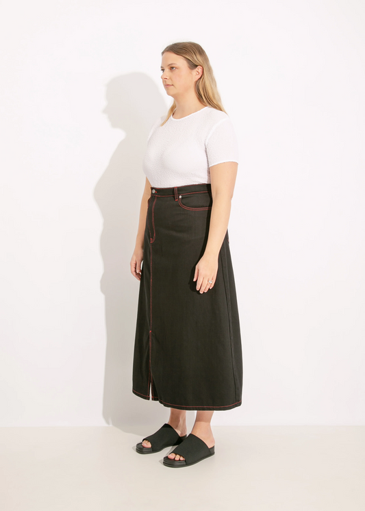 S24 | DEMI SKIRT / BLACK-ORANGE