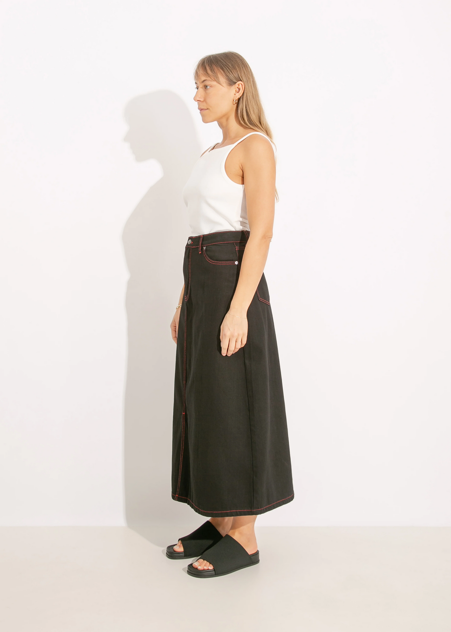 S24 | DEMI SKIRT / BLACK-ORANGE